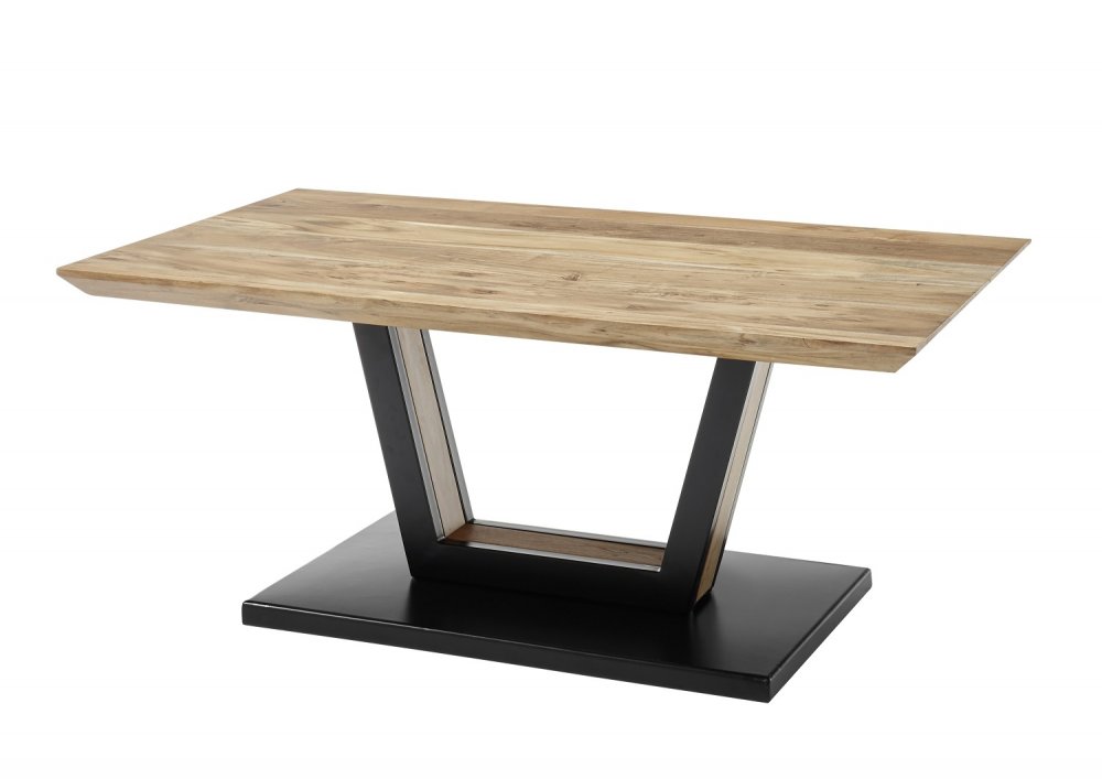 Table basse Design BEFORD en chêne acacia Piètement noir mat